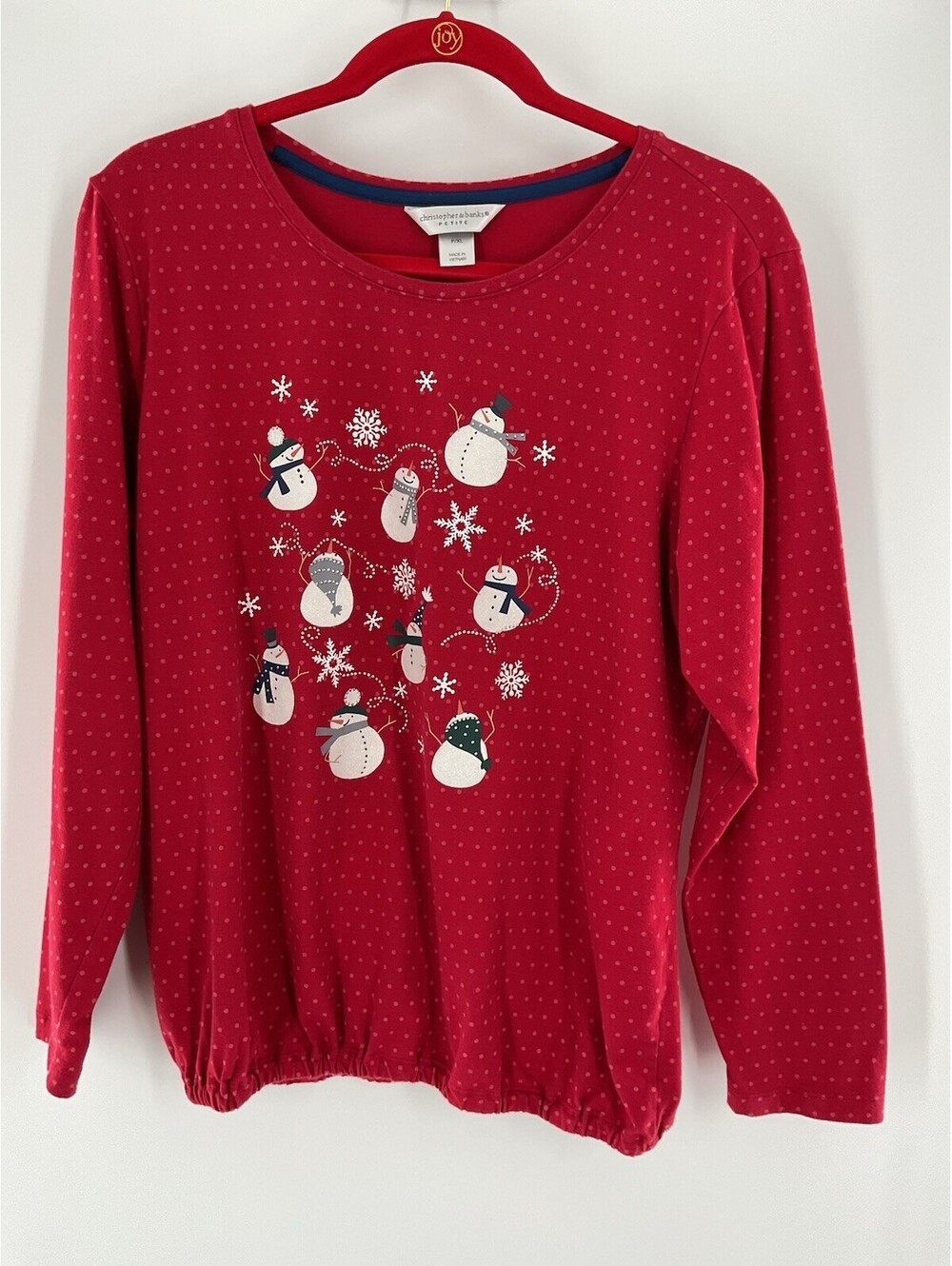 Christopher & Banks Petite Women’s PXL Red Christmas Shirt 103